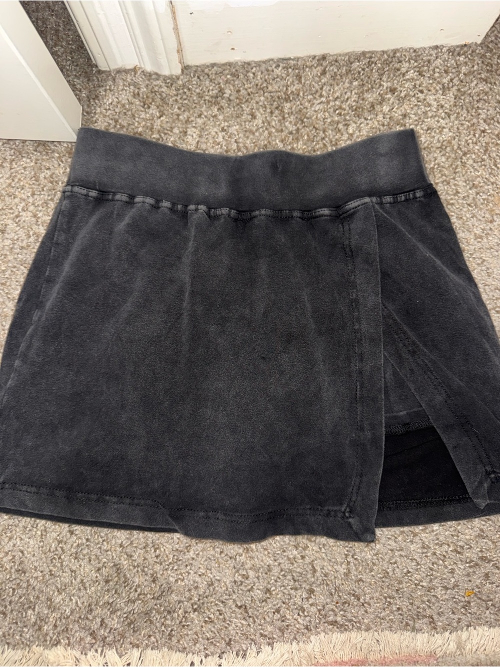 Washed Black Women's Mini Skirt - Casual Wrap Style
